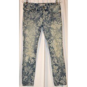 Free People Hawaiian Floral Ankle Crop Skinny Jeans Size 28 x 27 Inseam Low Rise